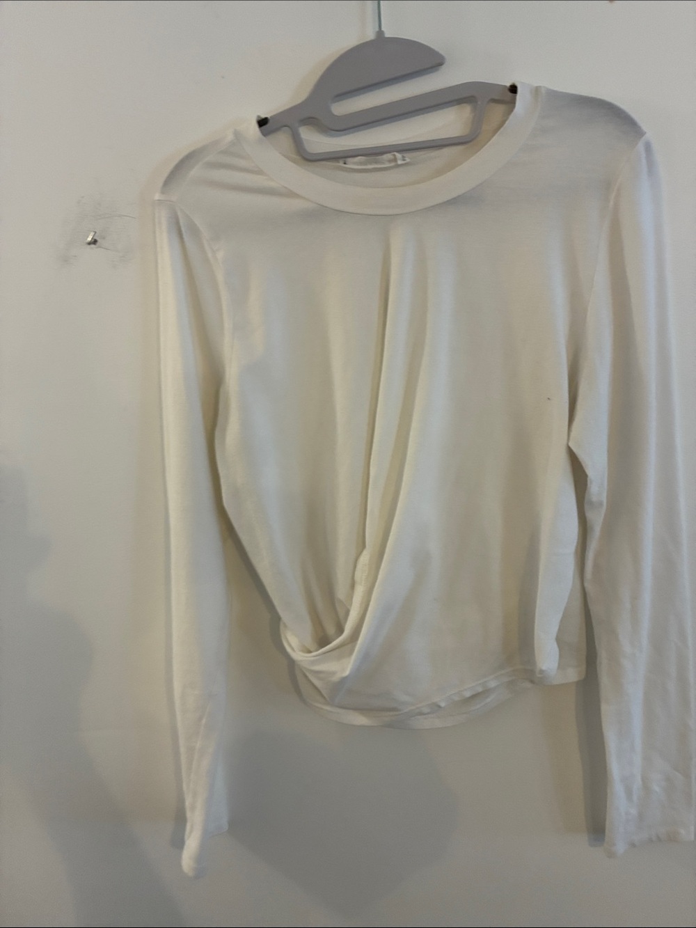 Cream Twist-Front Long Sleeve Top Sz M Barbie Party Coastal Cowgirl